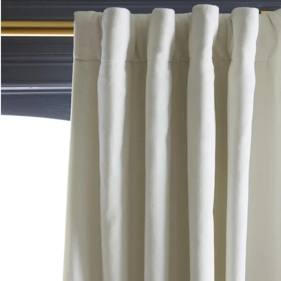 NWOT QUINCE 48x84 Cotton Velvet Room Darkening Curtain Ivory 9594 - Picture 3 of 8